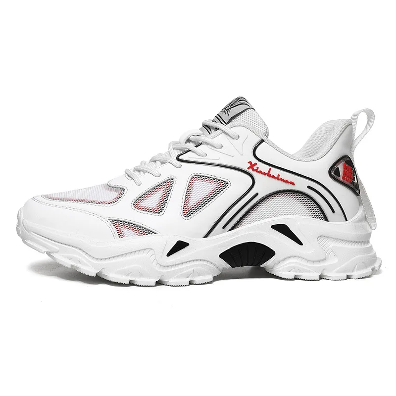

New Lasted men fashion casual spots running sneaker shoes men new modal sport shoes, White/red/black