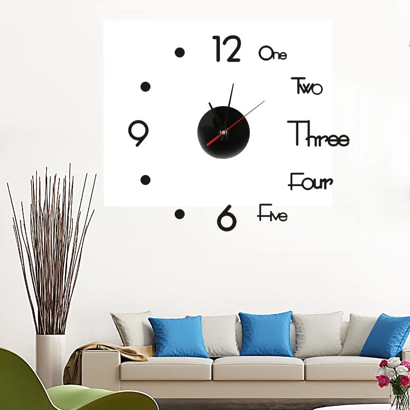 

Wall clock mirror surface adhesive large DIY clock for home living room bedroom office decoration, As picture