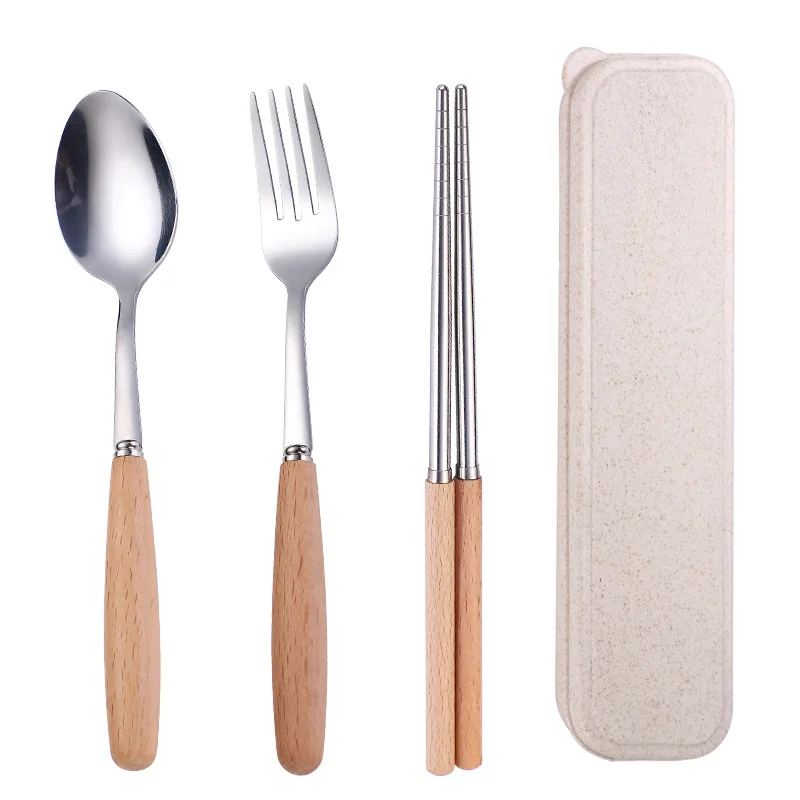

Top Quality Portable Wooden Handle Oneida Stainless Steel 18/0 Travel Camping Cutlery Set Flatware