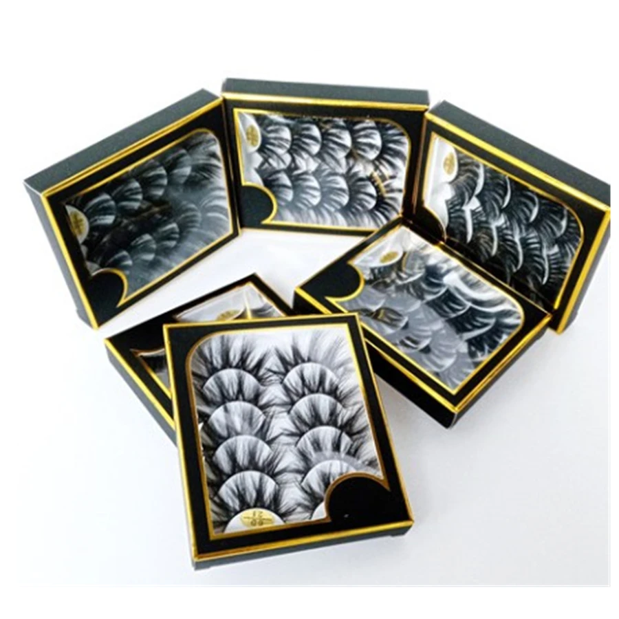 

5 pair eyelashes factory 25mm faux mink vendor wholesale fake natural eyelash synthetic paper packaging eye lashesh box