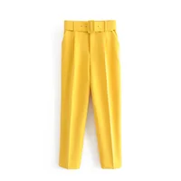 

Hot selling casual solid color jumpsuits pants high waist pant with low price