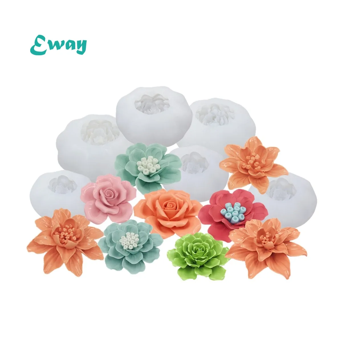 

Big Flower silicone baking moulds candle mold rose heart silicone mold