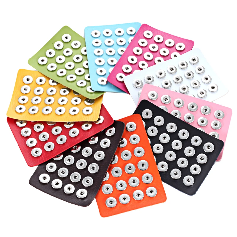 

Snap Jewelry Display Board Fit 24PCS 18mm Snap Buttons Jewelry 10 Colors Black Genuine Leather Snap Display Holder
