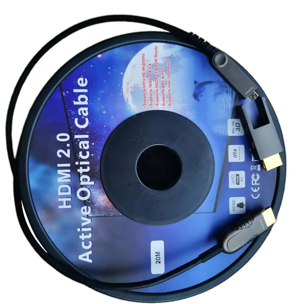 

High Speed Optical Fiber Cable 70M Support Ethernet 3D 4K Cable Male To Female 18Gbps Transfer Speed With 1 PC Convertor