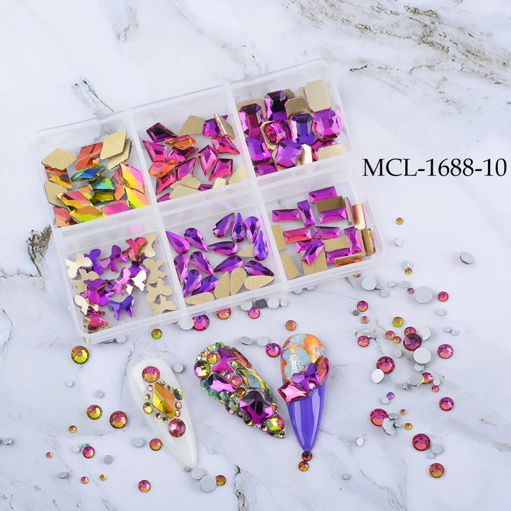 

New arriving colorful box Mix Crystal Rhinestones stones for nails