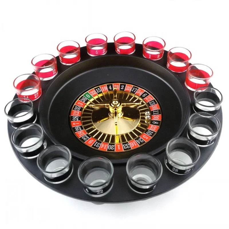 

16PCS Red Black Shot Glass Roulette Complete Drinking Game Set