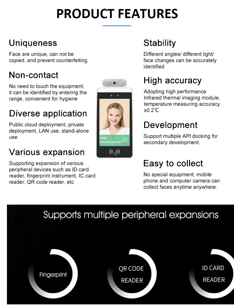 Thermal Camera for Body Temperature Measurement Intelligent Machine Infrared Remote Access Control Face Recognition