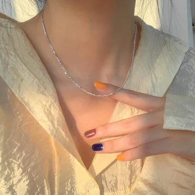 

Danyang 925 Sterling Silver 18k Platinum Snake Chain Sqaure Link Flat Chian Necklace For Women