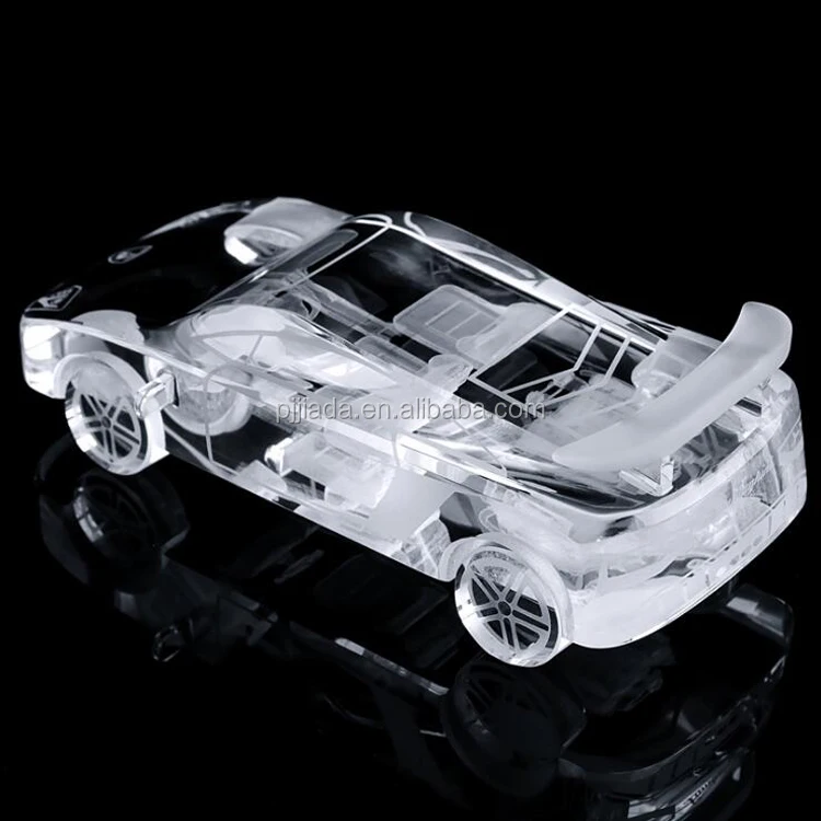 Elegant Engraving 3d Laser Crystal Car Model Hot Sale Table Ornament