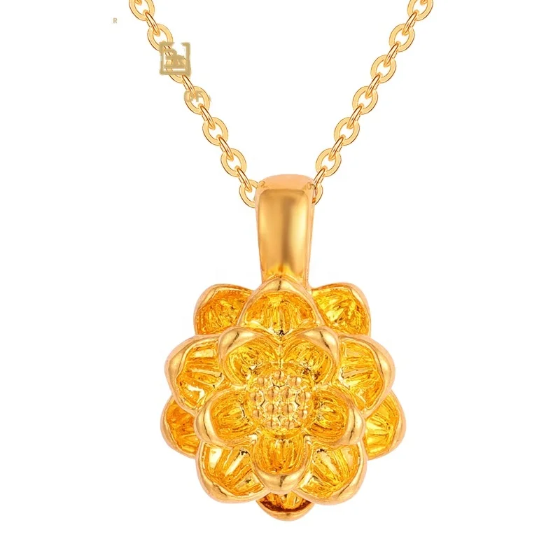 

Certified 999 Pure Gold Pendant Transfer Beads 3D Hard Gold Lotus Lotus Necklace Pendant Female 5G Gold Lotus Pendant