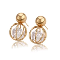 

93045 xuping New birdcage hollow double zircon rotating earrings