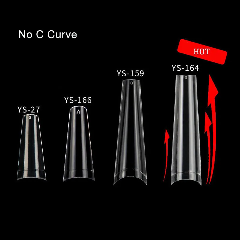 

500PCS/Box Square Straight Artificial Tips Nails Clear Half Cover Long No C Curve XXL Coffin Nail Tips