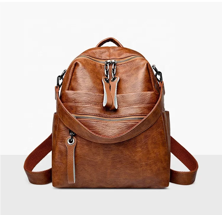 

Wholesale fashion women's smart PU soft leather backpack bag high quality large capacity casual bags handbags for women and lady