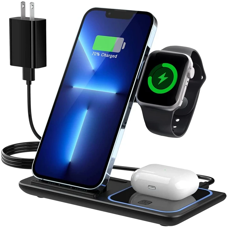 

Mobile Phone Portable Foldable 15w Qi 3 In 1 Wireless Charger Charging Station For Iphone Wireless Charger