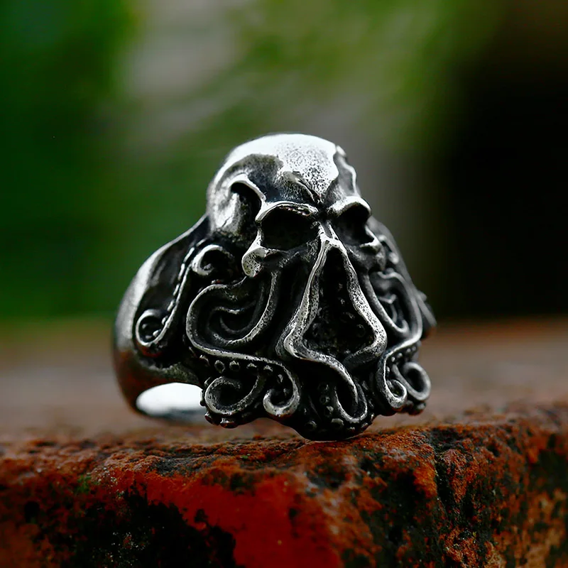 

SS8-918R steel soldier 2022 new Octopus Skull Ring 316L Stainless Steel Jewelry Seaman Rings for Men Puck Biker Jewelry