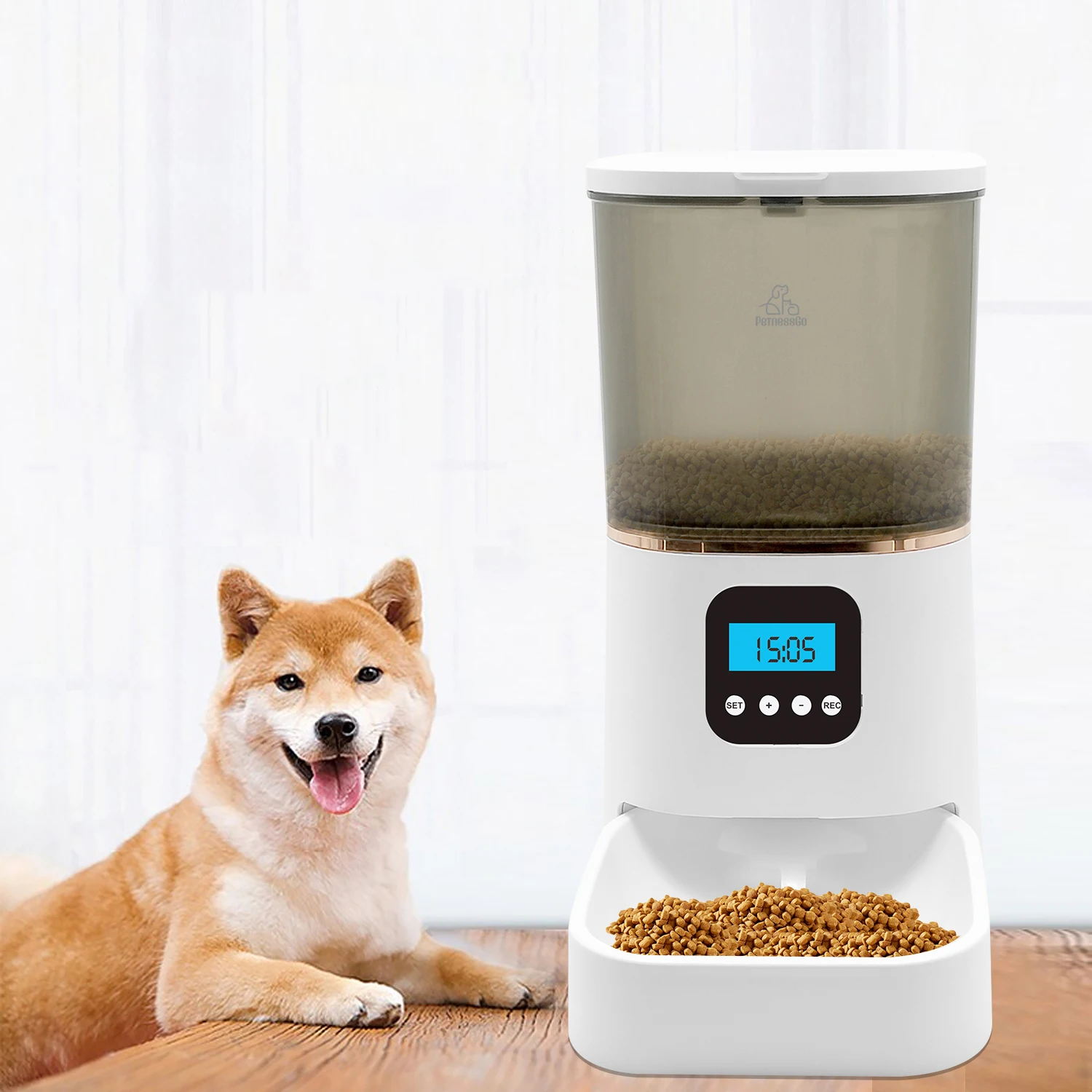 

PetnessGo Wholesale 6L Cat Dog Food Dispenser, Automatic Pet Feeder Wifi Smart Animal Feeder, White,black