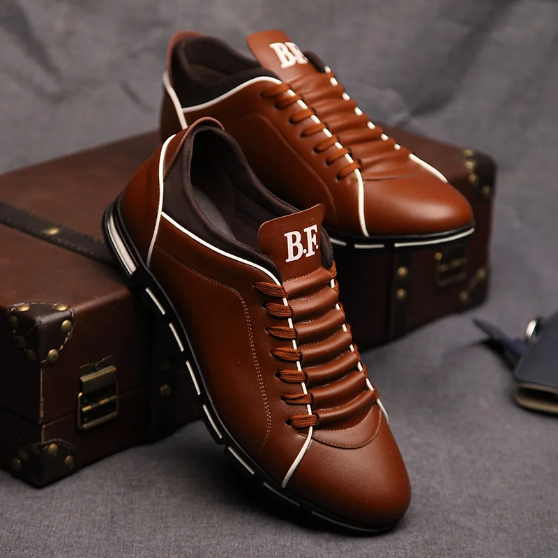 

Plus Size Leather Shoes 37-50 Black Men British Style Dress Shoes Casual Plus Size Custom Logo Dress Shoes & Oxford For Men, Picture shows