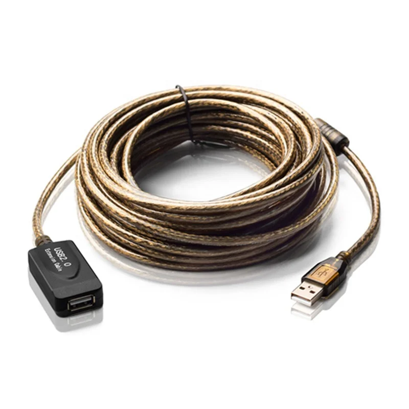 

Transparent black usb 2.0 active extension cable 10m with 1 IC in stock