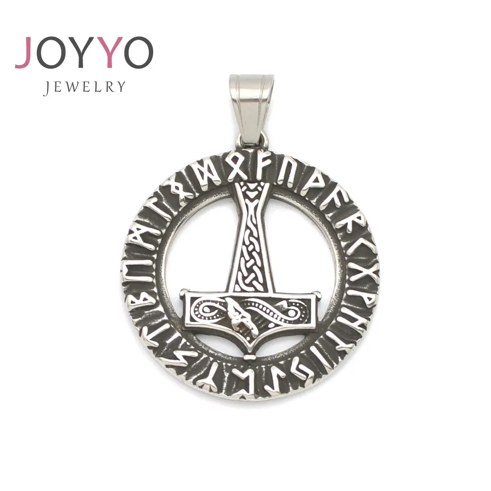 

Stainless Steel Viking Pendant Big Round Vintage Charm Necklace Pendant For Men, As picture