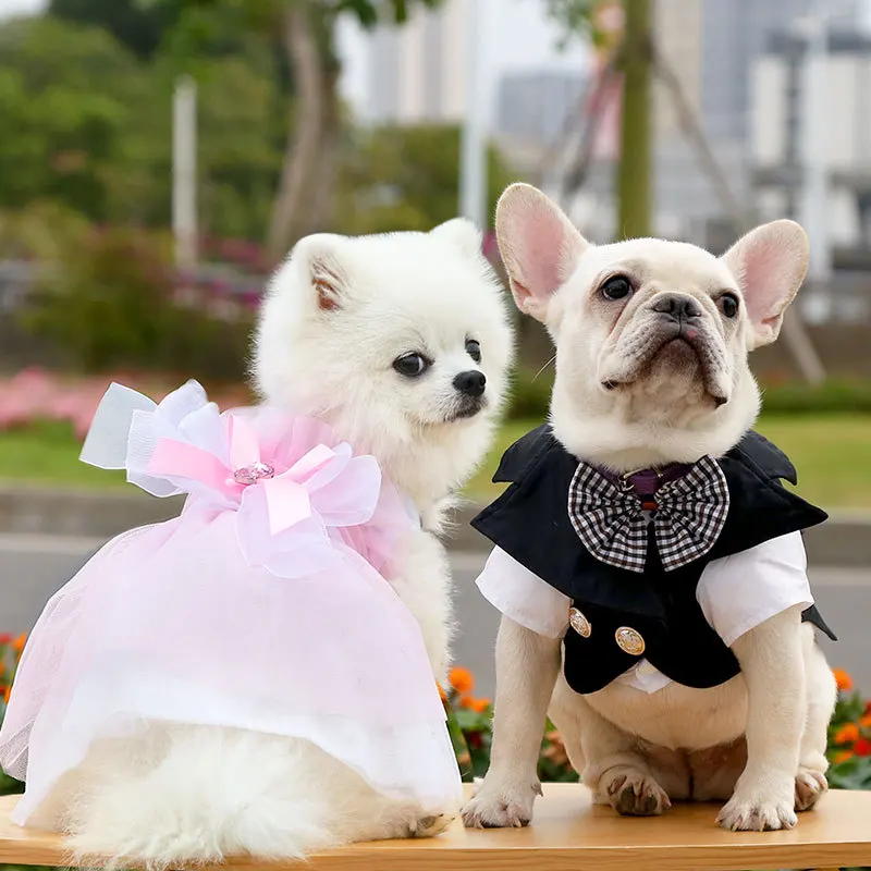 

Gentleman Dog Clothes Suit Boy Dog Wedding Dress Tuxedo Party Pet Clothing Outfit Poodle Bichon Schnauzer Pug Clothes, Mix color