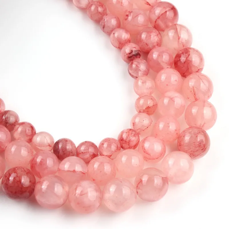 

4/6/8/10/12mm Natural Stone Cherry Jades Beads Round Loose Spacer Beads For Jewelry Making