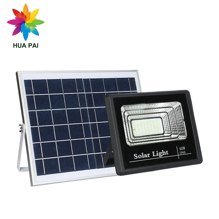 HUAPAI Black aluminum smd marine portable rechargeable ip65 waterproof 10w 25w 40w 60w 100w 200w 300w solar led flood light