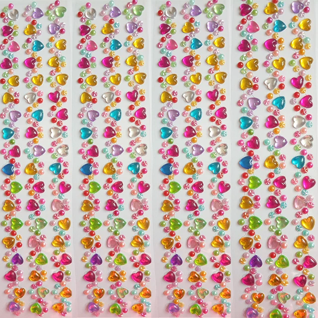 

bling self adhesive acrylic rhinestones plastic face gems stick on heart body jewels, Multi