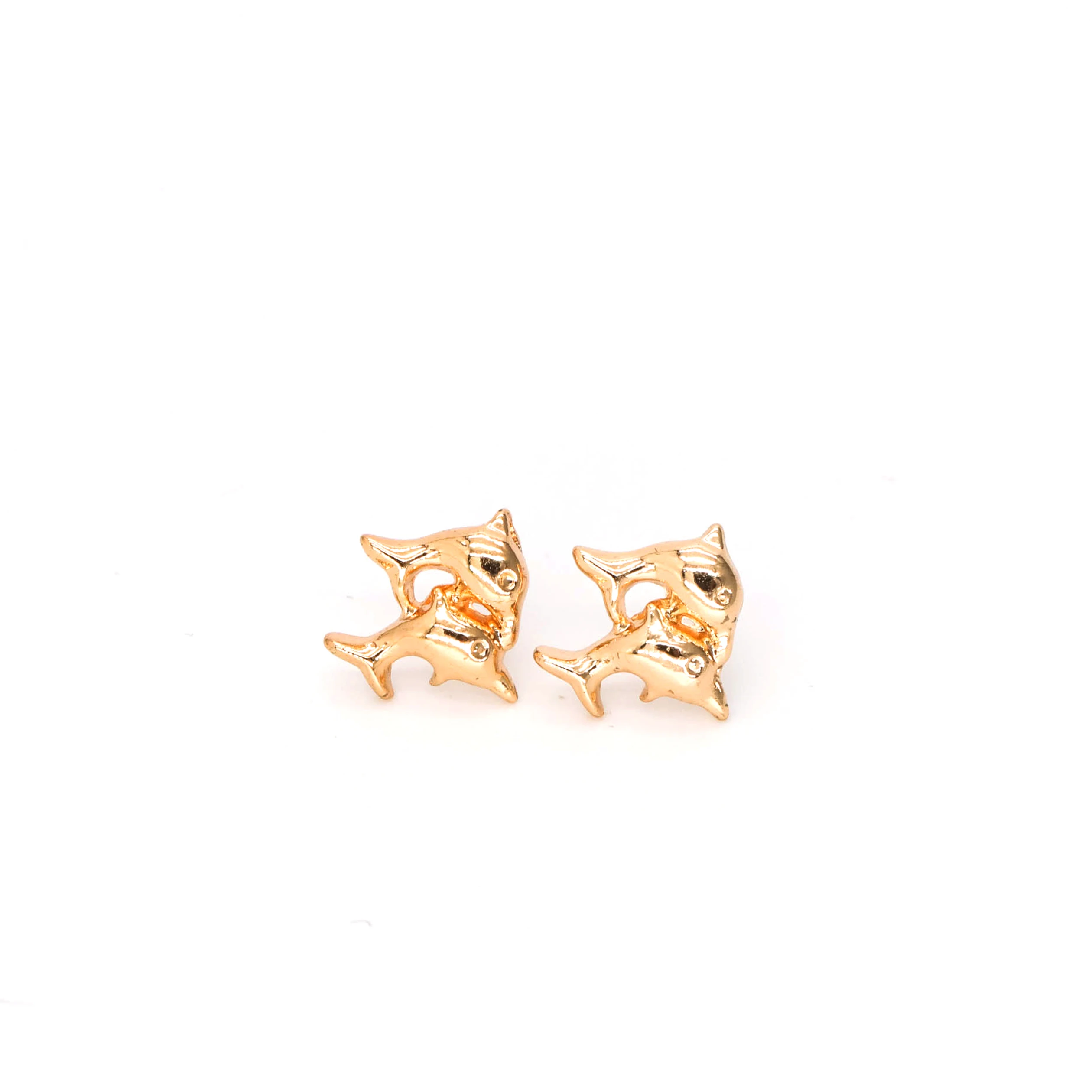 

Wholesale designer earrings popular brands two dolphins golden earring accessories, Gold