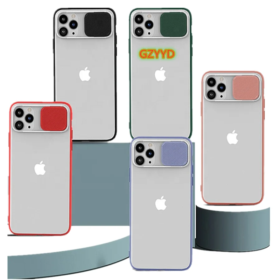

Lens Protector case for iphone 11 pro Slide Camera Matte Transparent Phone Case for iPhone 12 Pro 6.7 Case