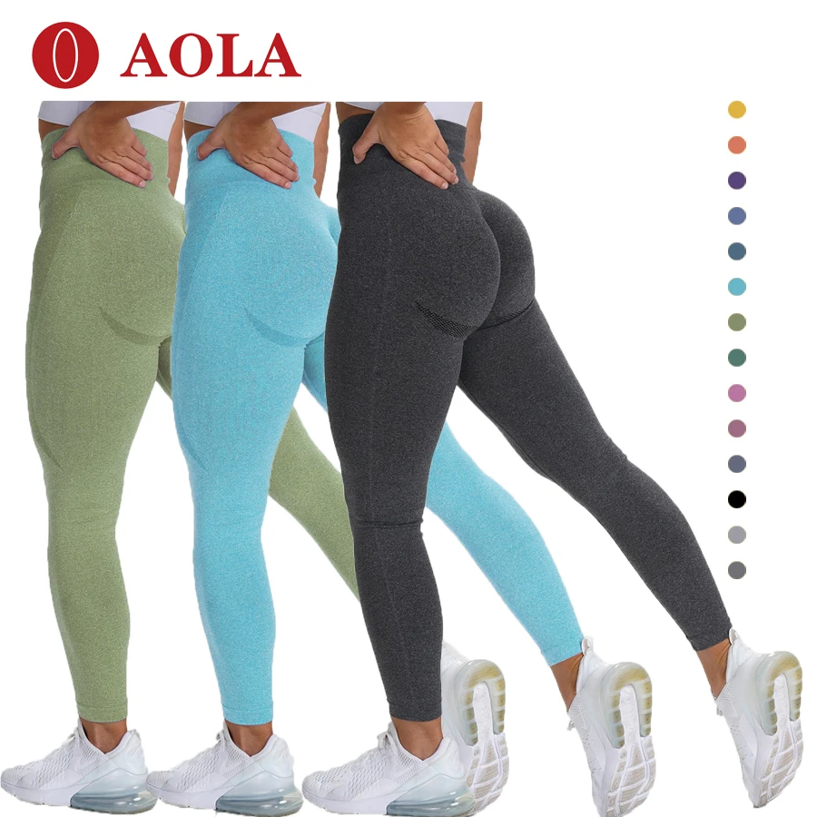 

AOLA Gym Sport Women Fitness Yoga Pants High Waist Running Tummy Control Seamless Leggings, Pictures shows