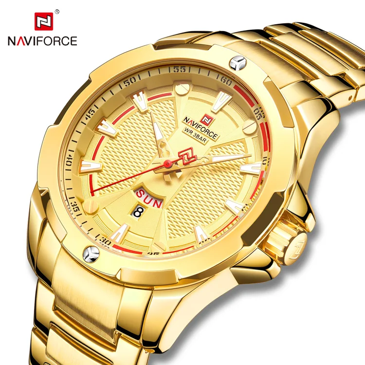 

naviforce 9161 GG luxury relojes hombre wristwatches for 2019 hot sale products gold wach