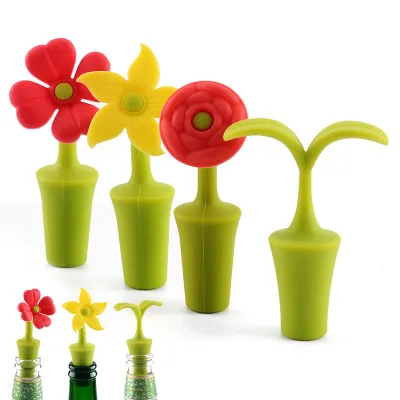 

Creative Food Grade Silicone Flower Red Wine Bottle Stopper