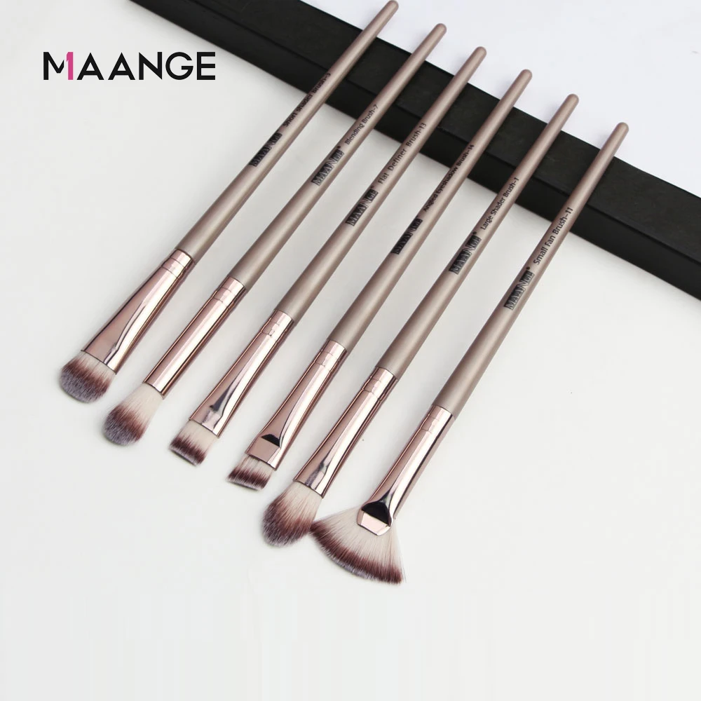 

6 Pcs Professional Makeup Brush Set Powder Blending Eyeshadow Eyebrow Fan Make Up Brush Eye Beauty Cosmetic Tool Hot Sale, Black,brown