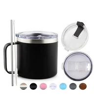 

14 OZ Vacuum Thermos Insulated Beer Mug Print,Thermal Camping Mug,Stainless Steel Custom Coffee Travel Mug With Straw and Brush