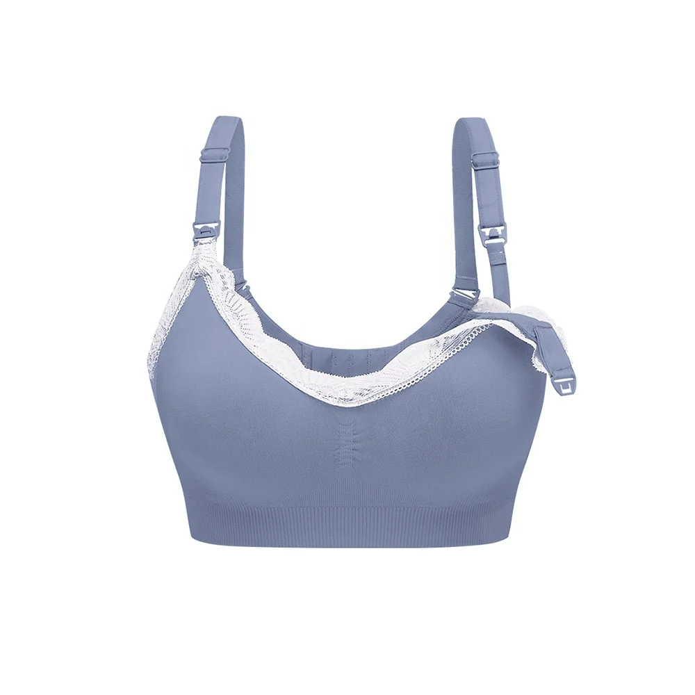 
Manufacture Front Open Nursing Bra Sexy Lace Soft Breathable Seamless Maternity Wireless Adjustable Shoulder Strap Bras 