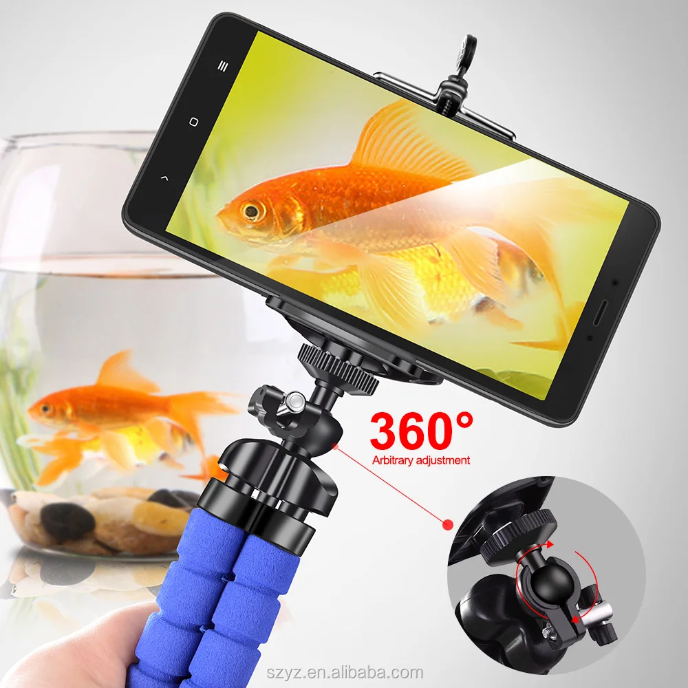 

Hot selling Smart 360 rotates camera selfie stick cell mobile phone holder, Black,red, blue