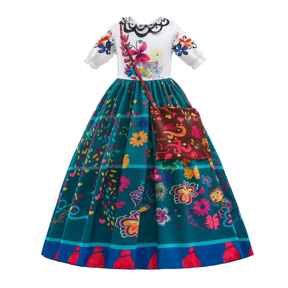 

New Fashion Kids Encanto Movie Costume Halloween Mirabel Cosplay Long Dress Barbie Fashionistas Clothes