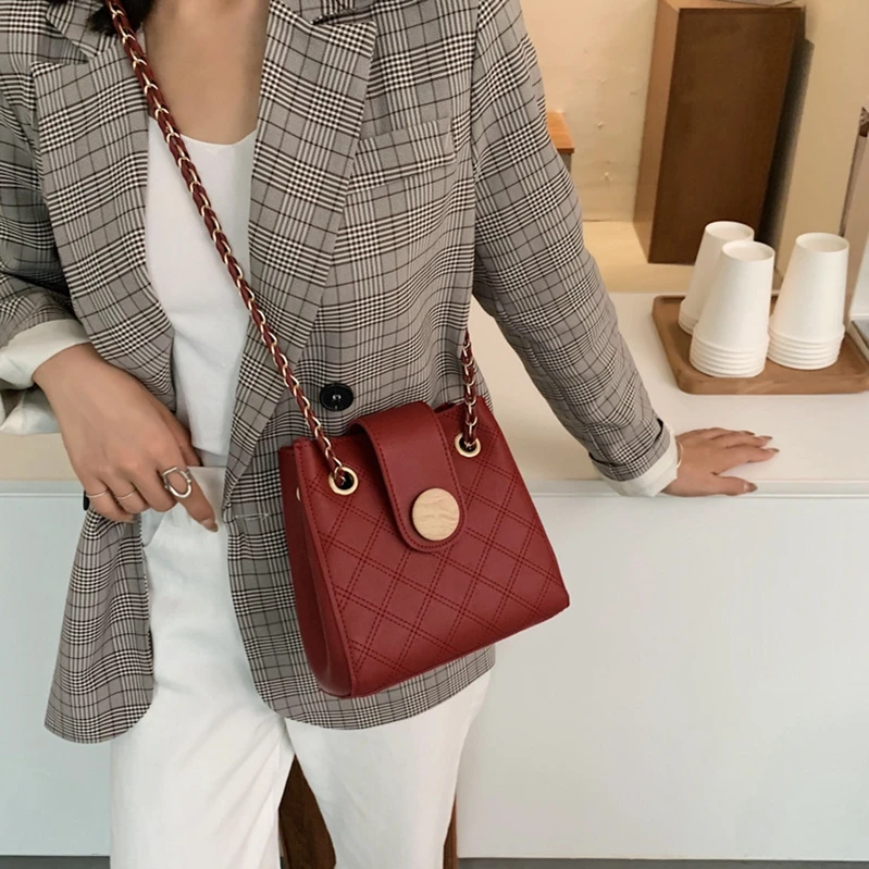 

S1098 Simple wild small 2020 new trendy fashion chain bucket wild messenger