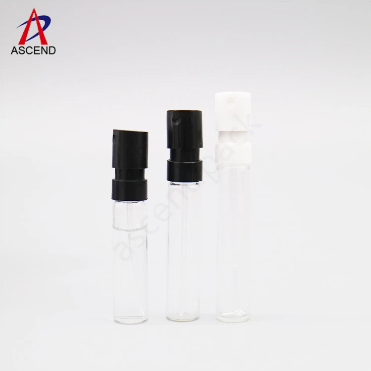 
hot sale pocket mini 1.5ml 2ml 2.5ml sample vial with spray empty glass refillable test perfume spray vial bottle 
