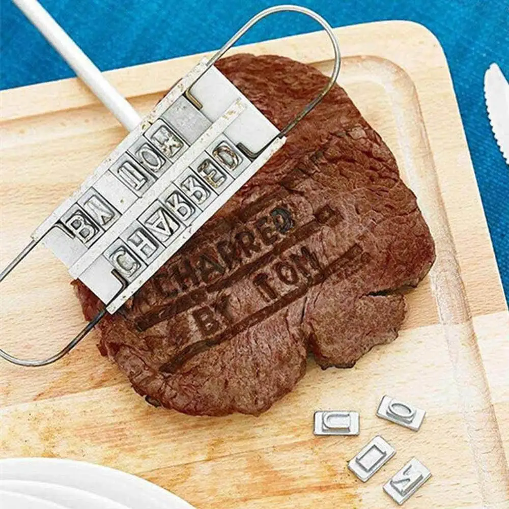

A3685 BBQ Branding Iron 55Letters DIY Barbecue Letter Printed BBQ Steak Tool Meat Grill Forks BBQ Branding Iron Tool Accessories, Multi colour