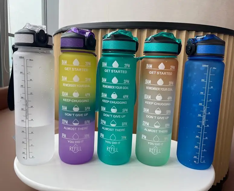 

water bottle comes with an incentive time mark to ensure you drink plenty of water each day for workouts, gyms and outdoor, Customized color