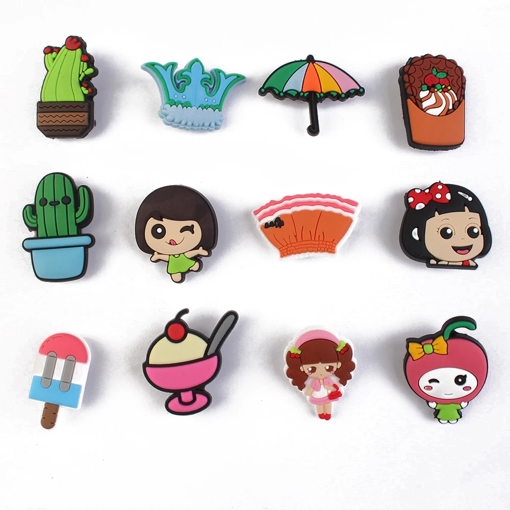 

Wholesale cartoon shoes croc designer croc pieces charms plastic Girls clog shoes decoration lady accessories for girls kid gift, Customized color