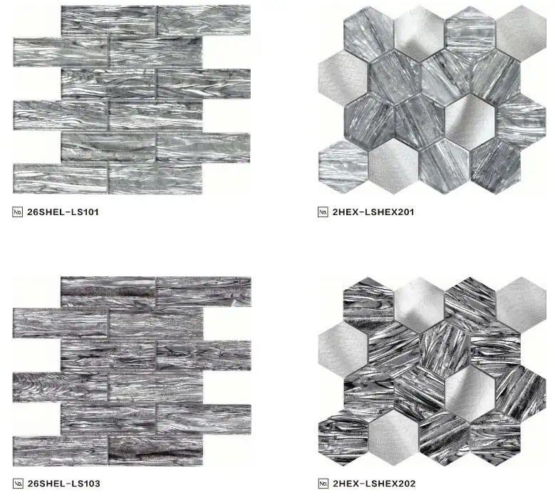Струйная мозаика 2HEX-LSHEX201 Agate Design стеклянная мозаика Шестиугольная ламинированная стеклянная мозаика для стен и кухни