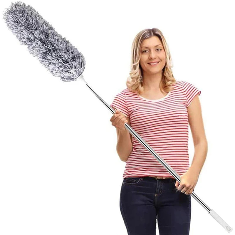 

100 inches Extendable Pole Microfiber Feather Duster Cobweb Duster Bendable Head & Scratch Resistant Hat for Cleaning