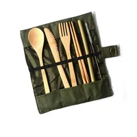 

Outdoor Portable travel Bamboo Utensils Cutlery Set Custom Logo Utensil