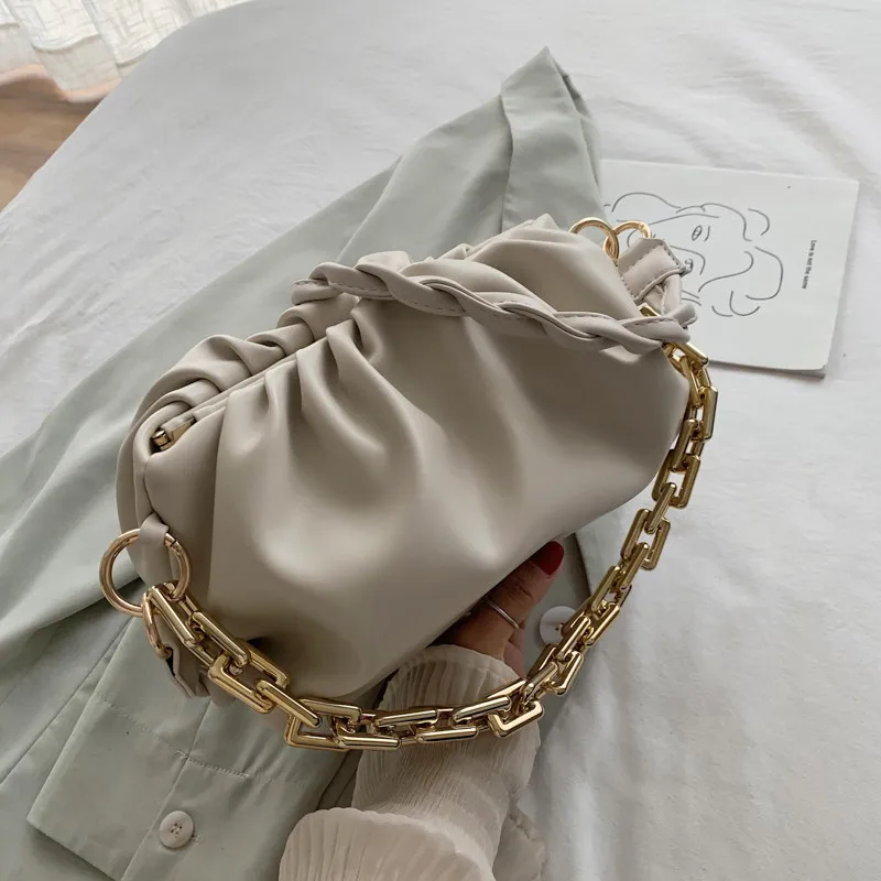 

Design Crossbody Bags For Women 2020 PU Leather Shoulder bags Chain ladies Handbags Female Folds Cloud bag, Women shoulder bag