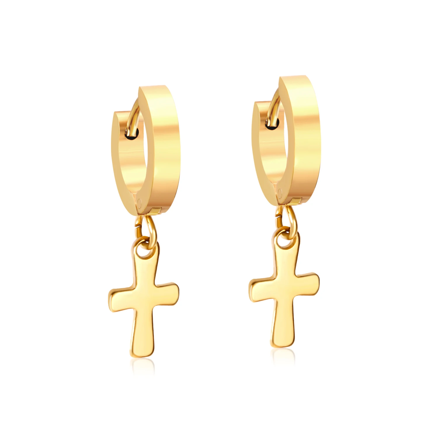 

Korean Earrings Jewelry Stainless Steel Cross Shape Hoop Earring for Gifts