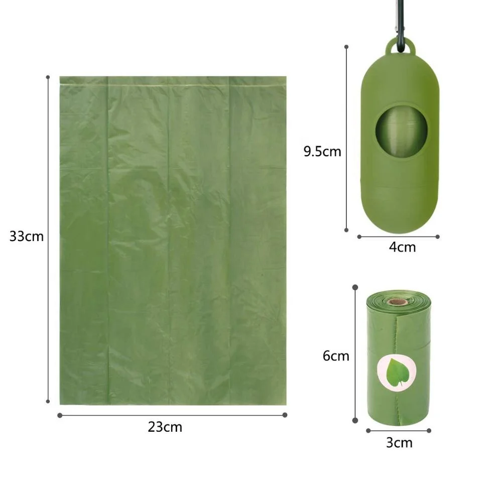

Manufacturer wholesale PE biodegradable box packed pet waste bags dog poop bag with dispenser, Green