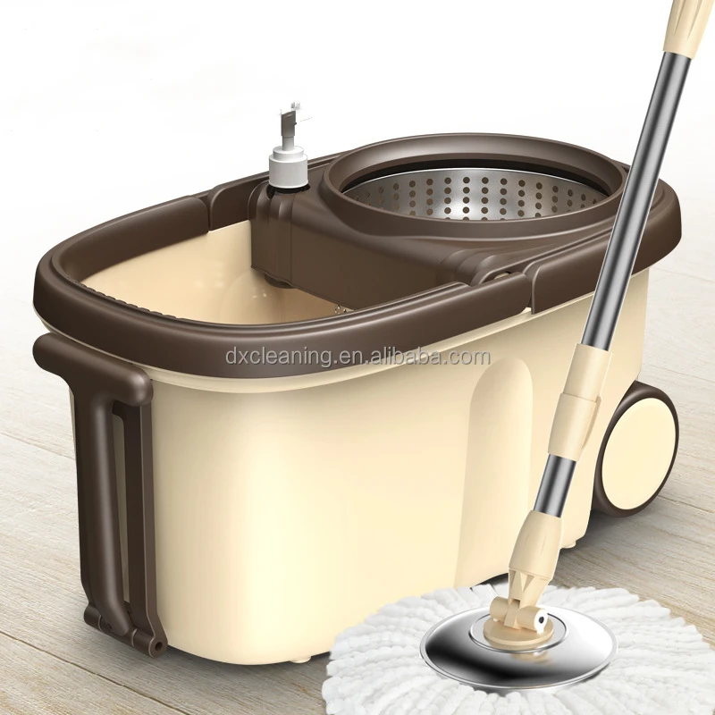 

360 Spinning Mop Bucket Floor Cleaning System Microfiber Easy Cleaning Stainless Steel Tray