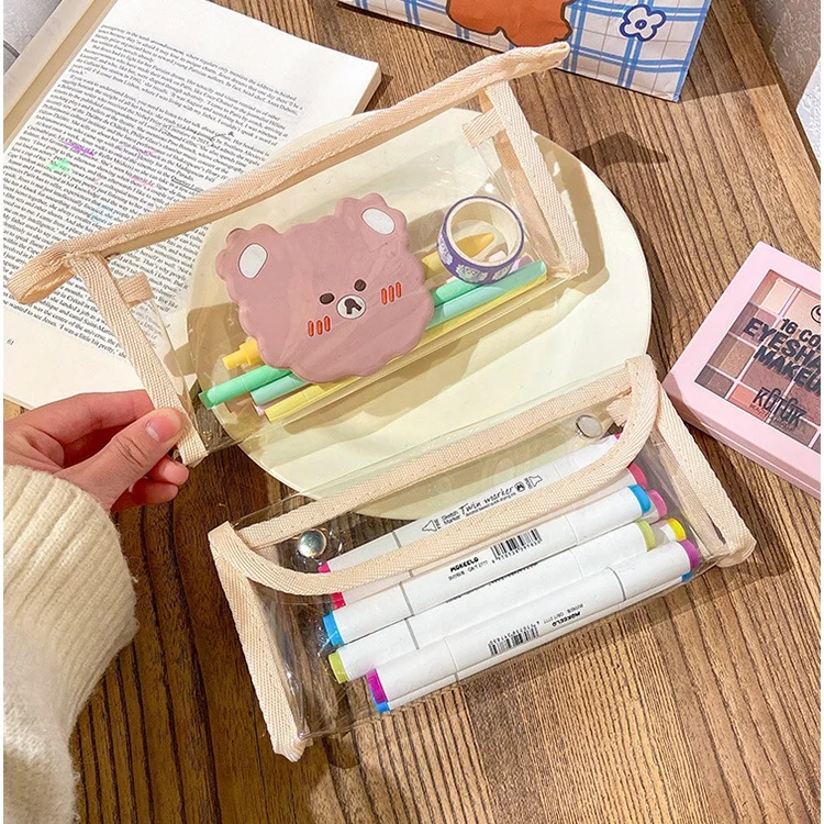 

Transparent Stationery Pencil Case Waterproof Pencil Case Simple Portable Cosmetic Storage Bag, The same as the picture